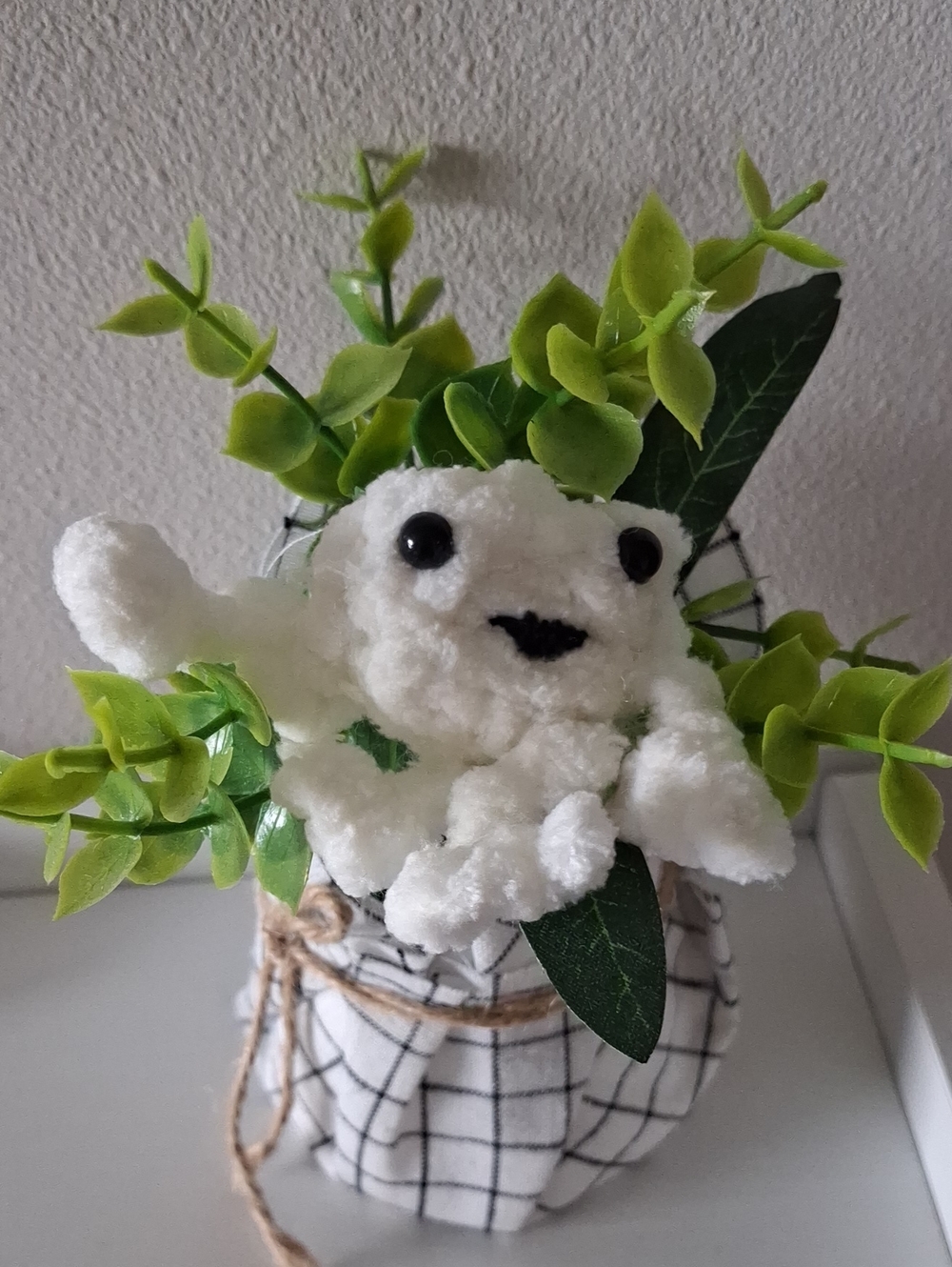 White Crochet Mini Frog